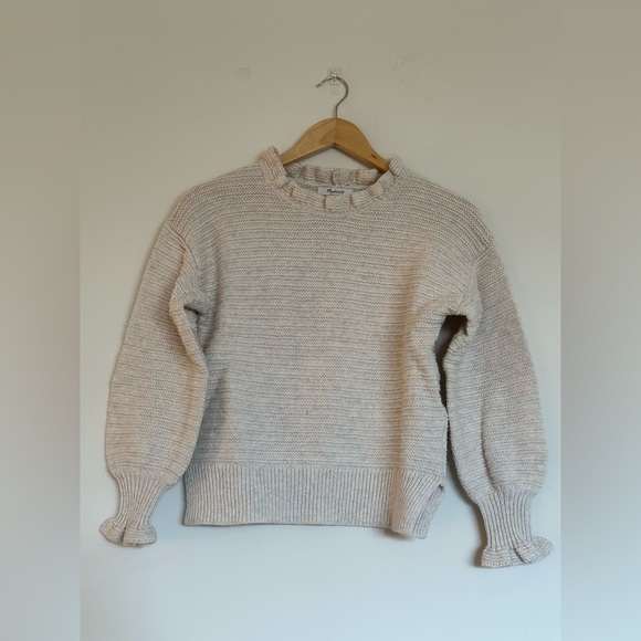 Madewell NWOT | Ruffle-Neck Sweater in Cotton-Merino Yarn - Picture 4 of 6